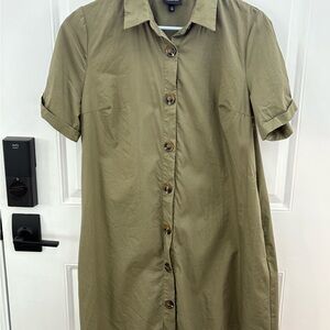 Who What Wear olive Midi Shirt Dress
